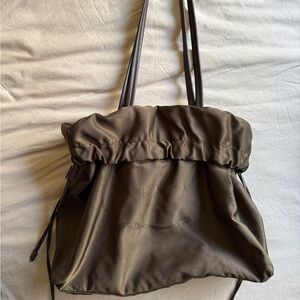 Prada Brown Tessuto Drawstring Shopper Tote Bag